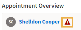 Appointment Overview with yellow highlight box around a patient's alert icon.